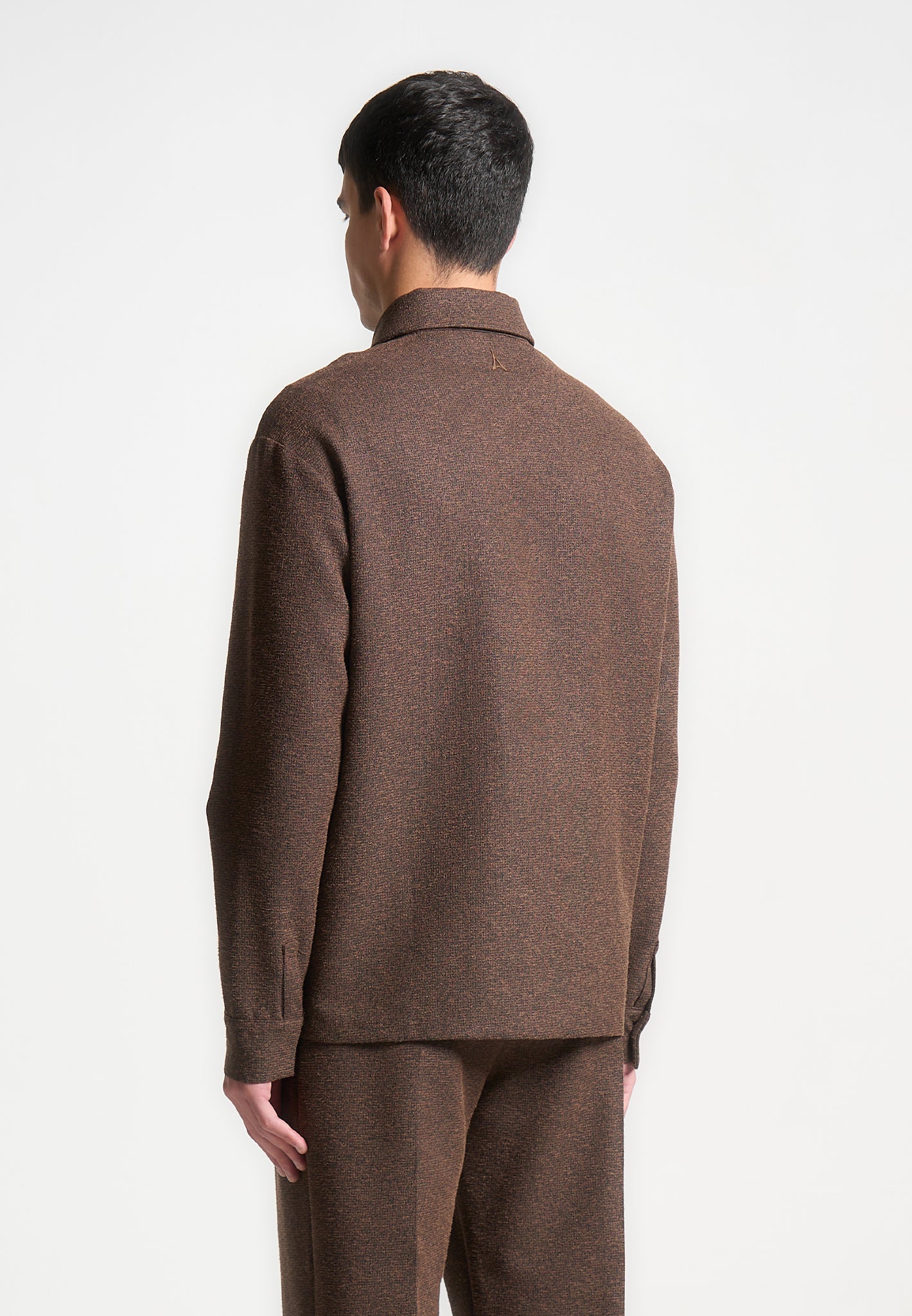 Melange Tailored Shirt with Triangle Pocket - Brown